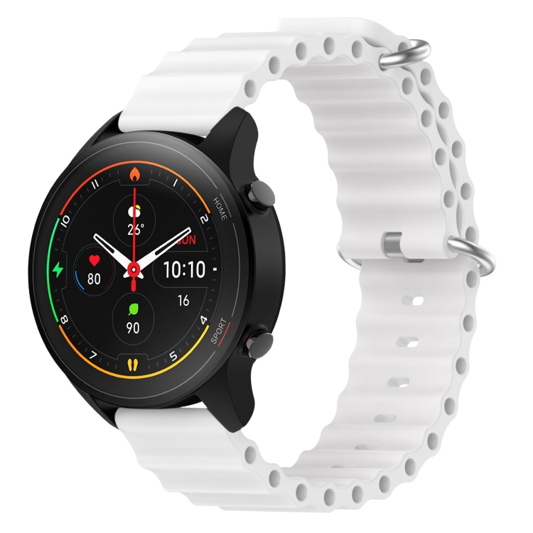 

For Xiaomi MI Watch S1 Pro 22mm Ocean Style Silicone Solid Color Watch Band(White)