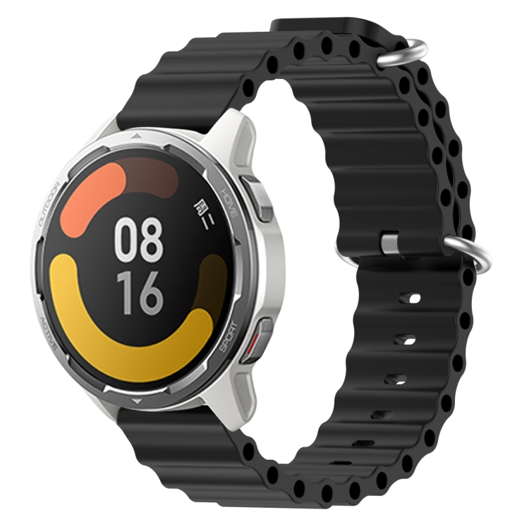 

For Xiaomi MI Watch Color 2 22mm Ocean Style Silicone Solid Color Watch Band(Black)