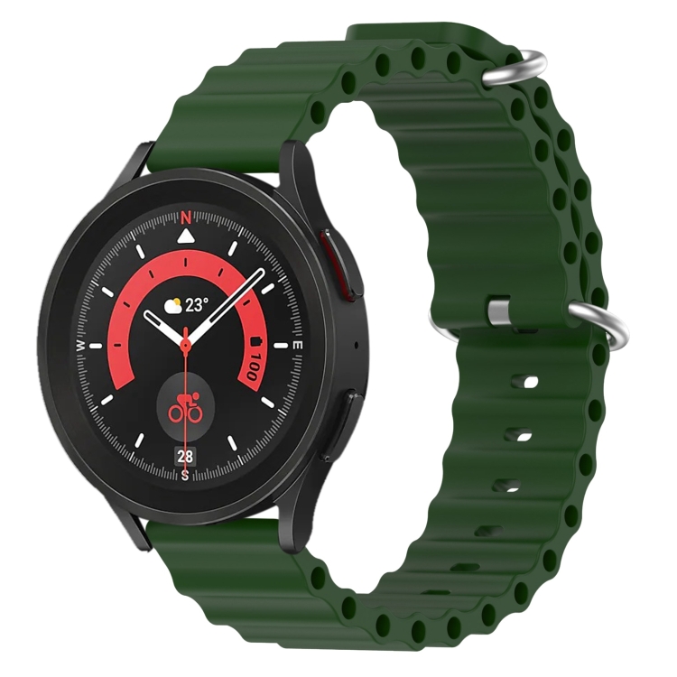 

For Samsung Galaxy Watch 5 Pro 45mm 20mm Ocean Style Silicone Solid Color Watch Band(Army Green)