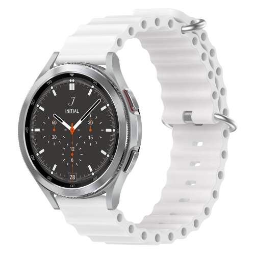

For Samsung Galaxy Watch 4 Classic 46mm 20mm Ocean Style Silicone Solid Color Watch Band(White)