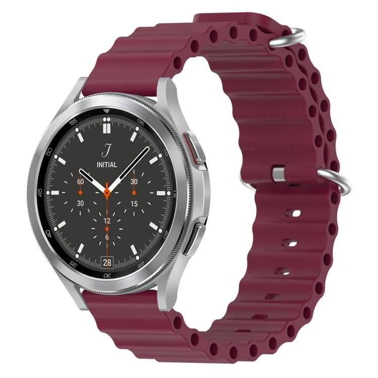 

For Samsung Galaxy Watch 4 Classic 46mm 20mm Ocean Style Silicone Solid Color Watch Band(Wine Red)