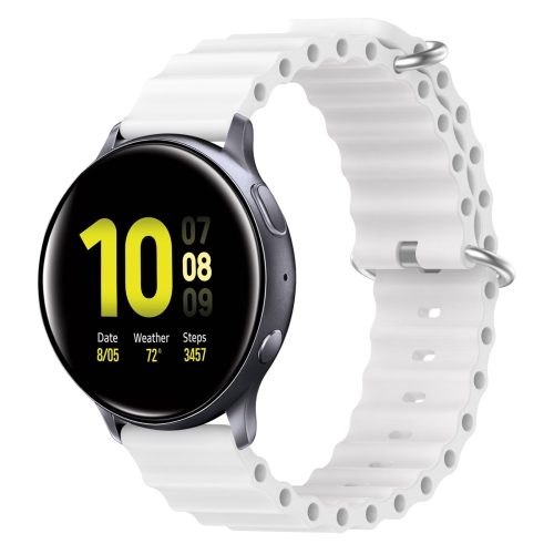 

For Samsung Galaxy Watch Active 2 44mm 20mm Ocean Style Silicone Solid Color Watch Band(White)