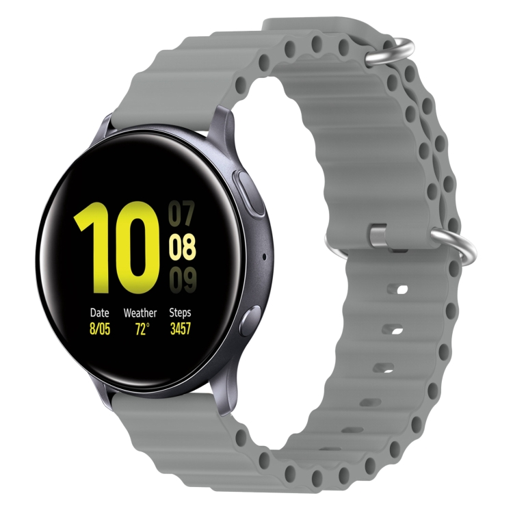 

For Samsung Galaxy Watch Active 2 44mm 20mm Ocean Style Silicone Solid Color Watch Band(Grey)