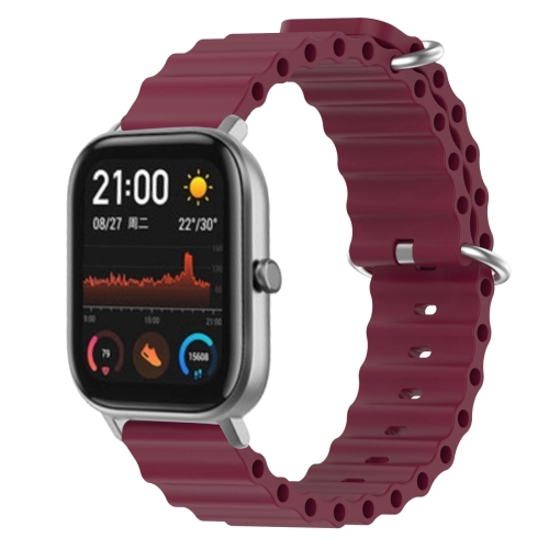 

For Amazfit GTS 20mm Ocean Style Silicone Solid Color Watch Band(Wine Red)