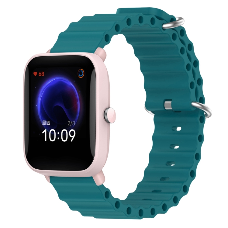 

For Amazfit Pop Pro 20mm Ocean Style Silicone Solid Color Watch Band(Green)