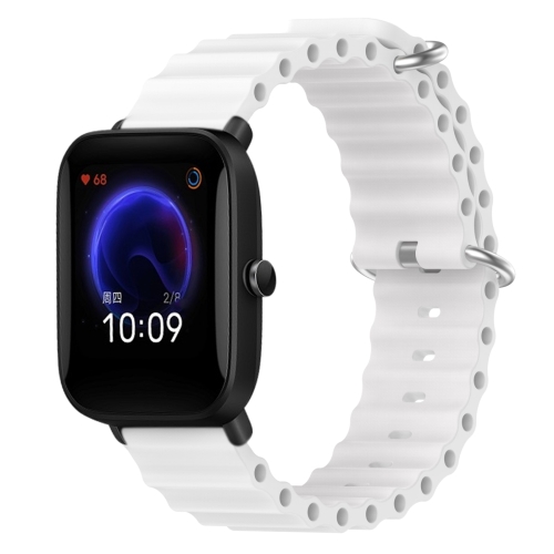 

For Amazfit Pop 20mm Ocean Style Silicone Solid Color Watch Band(White)