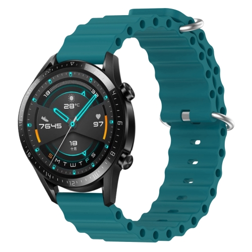 

For Huawei Watch GT2 42mm 20mm Ocean Style Silicone Solid Color Watch Band(Green)