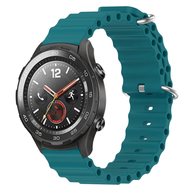 

For Huawei Watch 2 20mm Ocean Style Silicone Solid Color Watch Band(Green)