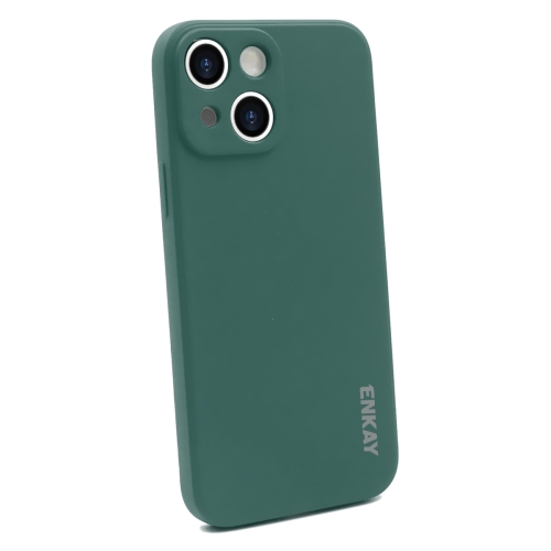 

For iPhone 14 ENKAY Liquid Silicone Shockproof Soft Phone Case(Dark Green)