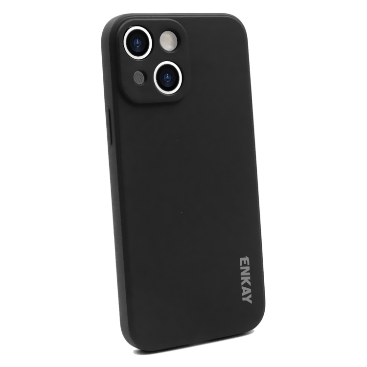 

For iPhone 14 Plus ENKAY Liquid Silicone Shockproof Soft Phone Case(Black)
