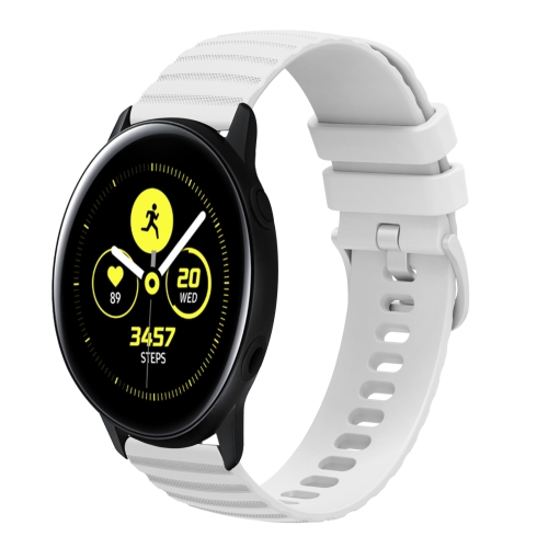 

For Samsung Galaxy Watch Active 40mm 20mm Wavy Dotted Solid-Color Silicone Watch Band(White)