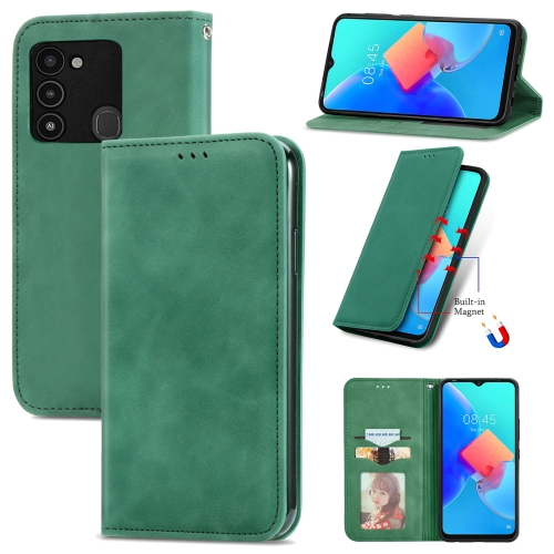 

For Tecno Spark 8C Retro Skin Feel Magnetic Leather Phone Case(Green)