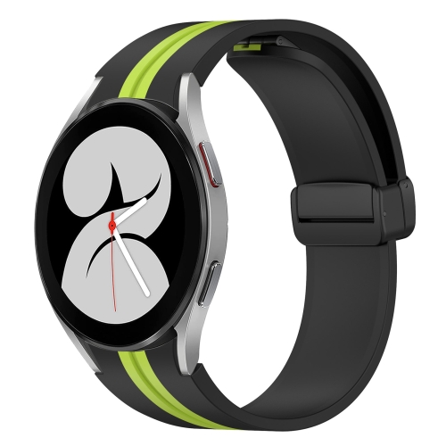 

For Samsung Galaxy Watch 4 40mm Folding Magnetic Clasp Silicone Watch Band(Black+Lime Green)