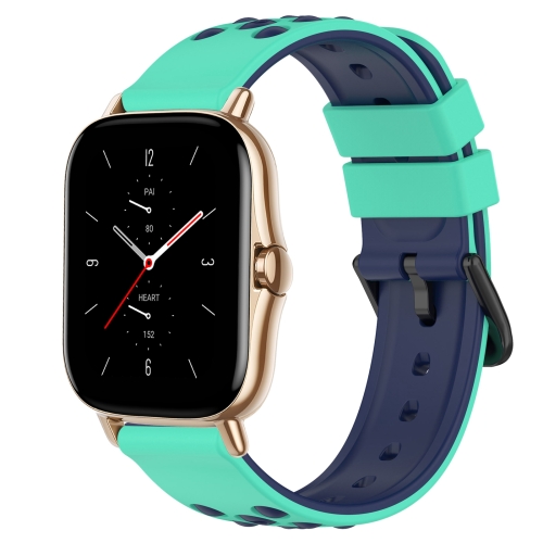 Per Amazfit GTS 2 20mm cinturino in silicone poroso bicolore (verde lime +  blu)