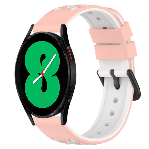 

For Samsung Galaxy Watch4 44mm 20mm Two-Color Porous Silicone Watch Band(Pink+White)