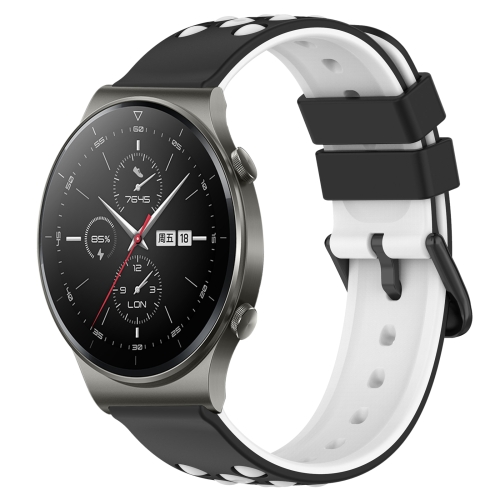 

For Huawei GT2 Pro 22mm Two-Color Porous Silicone Watch Band(Black+White)