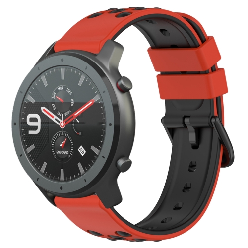 

For Amazfit GTR 47mm 22mm Two-Color Porous Silicone Watch Band(Red+Black)