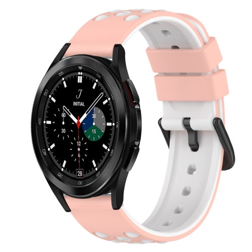 

For Samsung Galaxy Watch4 Classic 42mm 20mm Two-Color Silicone Watch Band(White+Black)
