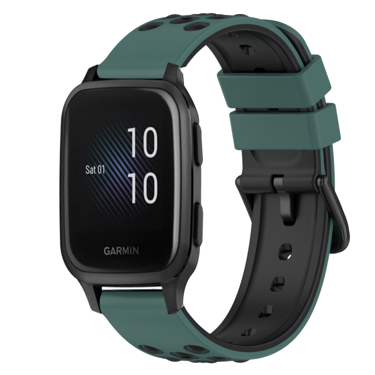 Garmin Venu SQ 20mm 2色シリコン時計バンド (オリーブグリーン
