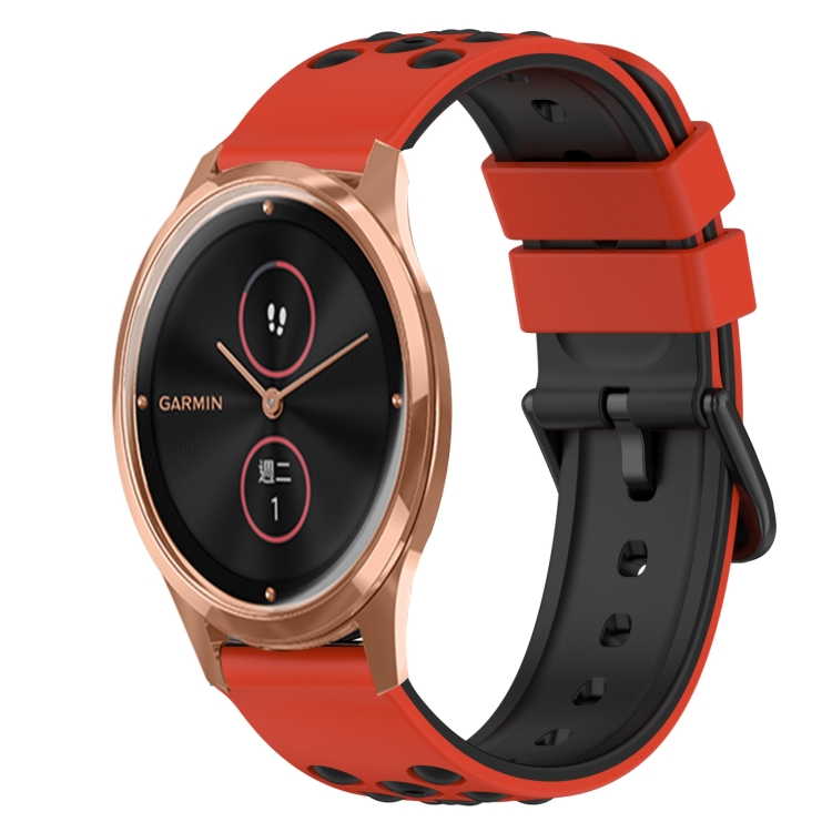 

For Garmin Garminmove Luxe 22mm Two-Color Silicone Watch Band(Black+Lime Green)