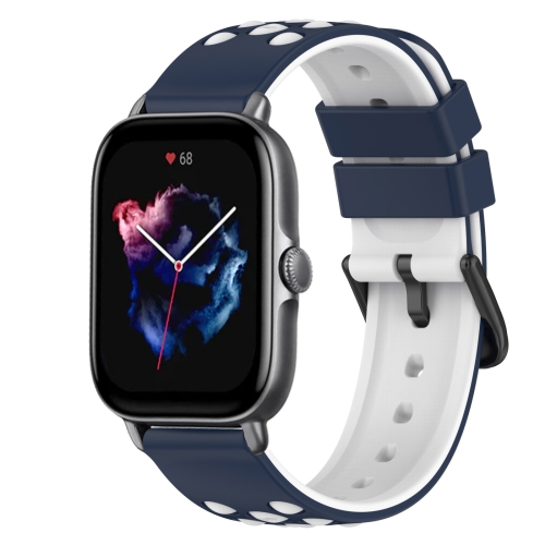 

For Amazfit GTS 3 20mm Two-Color Silicone Watch Band(Midnight Blue + White)