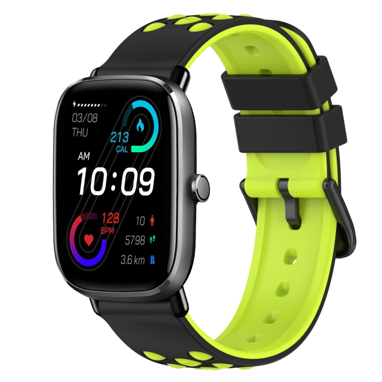 

For Amazfit GTS 2 Mini 20mm Two-Color Silicone Watch Band(Black+Grey)