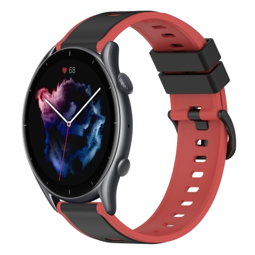 

For Amazfit GTR 3 22mm Two-Color Silicone Watch Band(Black+Red)
