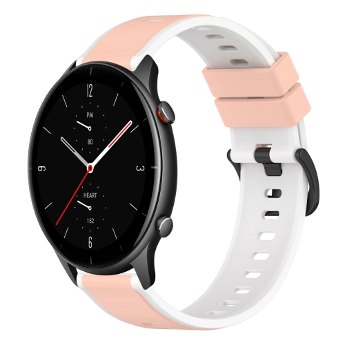 

For Amazfit GTR 2e 22mm Two-Color Silicone Watch Band(Pink+White)