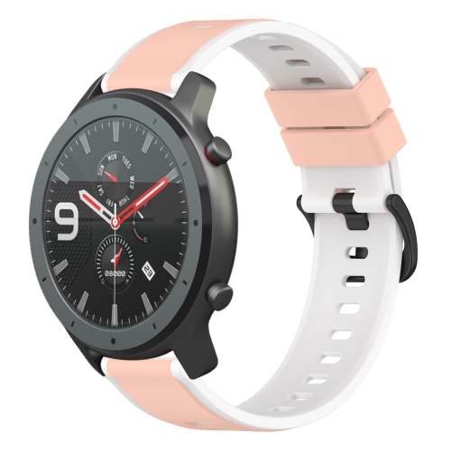 

For Amazfit GTR 47mm 22mm Two-Color Silicone Watch Band(Pink+White)