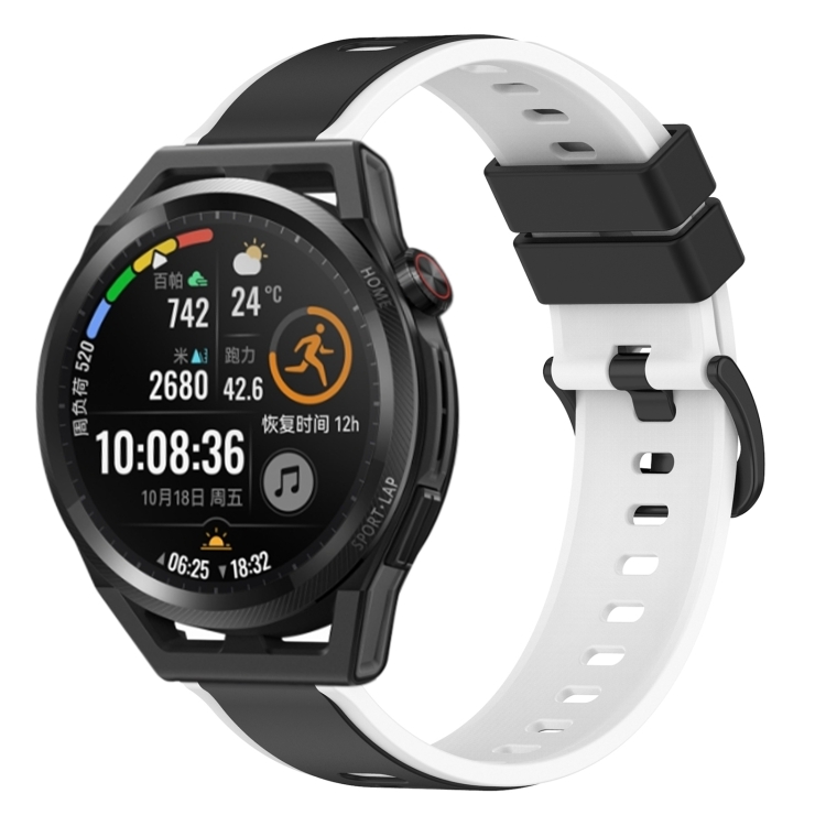 

For Huawei Watch GT Runner 22mm Two-Color Silicone Watch Band(Black+White)
