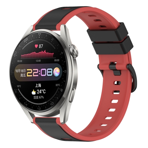 

For Huawei Watch 3 Pro 22mm Two-Color Silicone Watch Band(Black+Red)