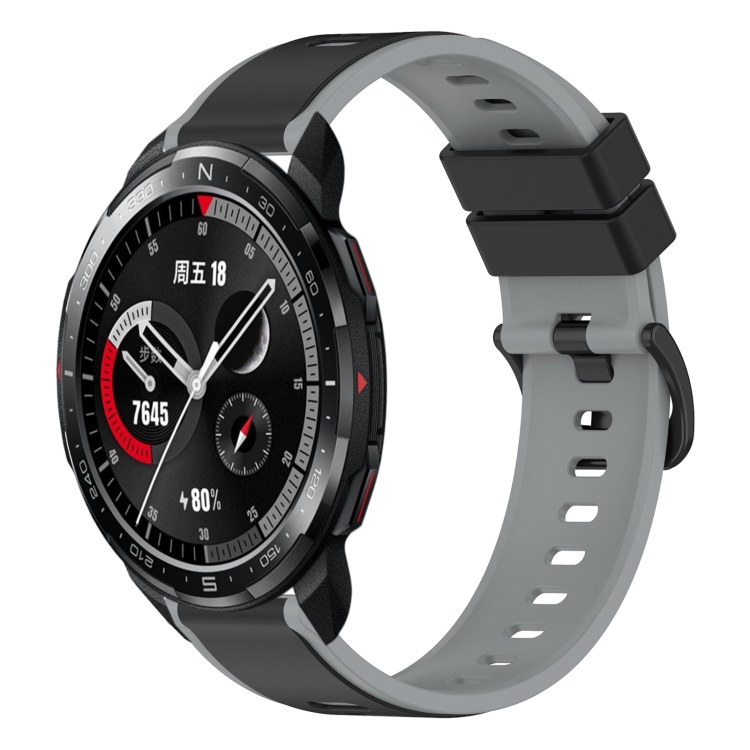 

For Honor Watch GS Pro 22mm Two-Color Silicone Watch Band(Black+Grey)