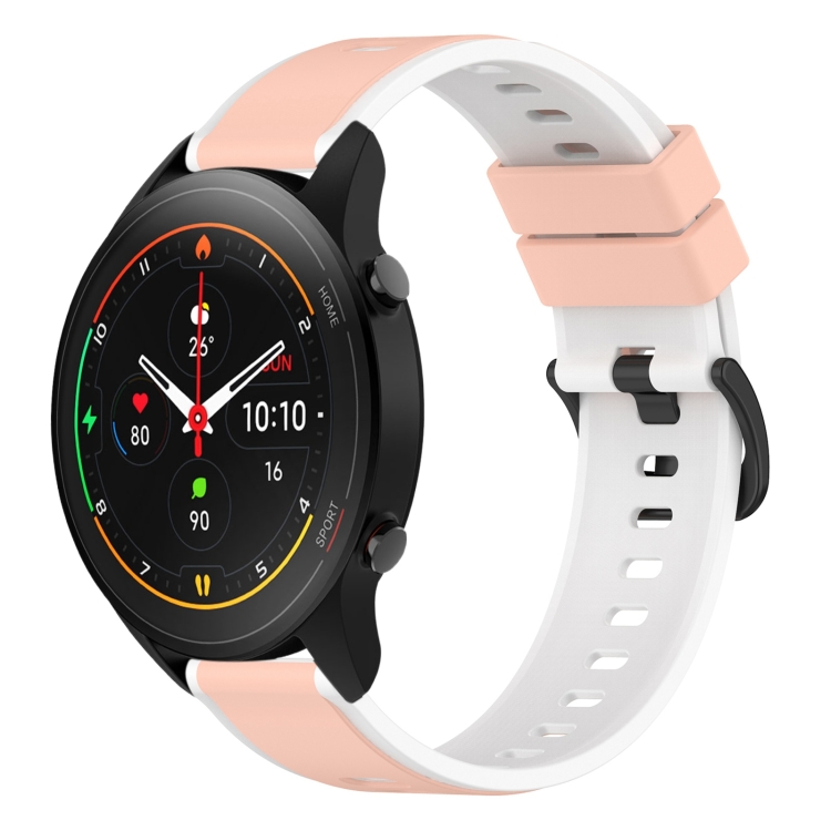 

For Xiaomi MI Watch S1 Pro 22mm Two-Color Silicone Watch Band(Pink+White)