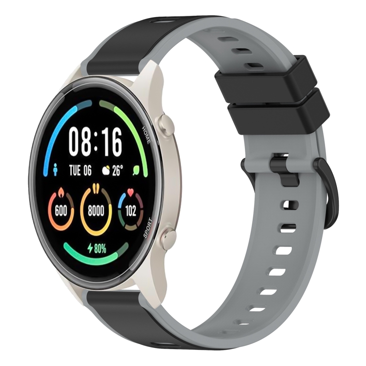 

For Xiaomi MI Watch Sport 22mm Two-Color Silicone Watch Band(Black+Grey)