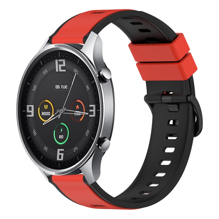 

For Xiaomi MI Watch Color 22mm Two-Color Silicone Watch Band(Red+Black)