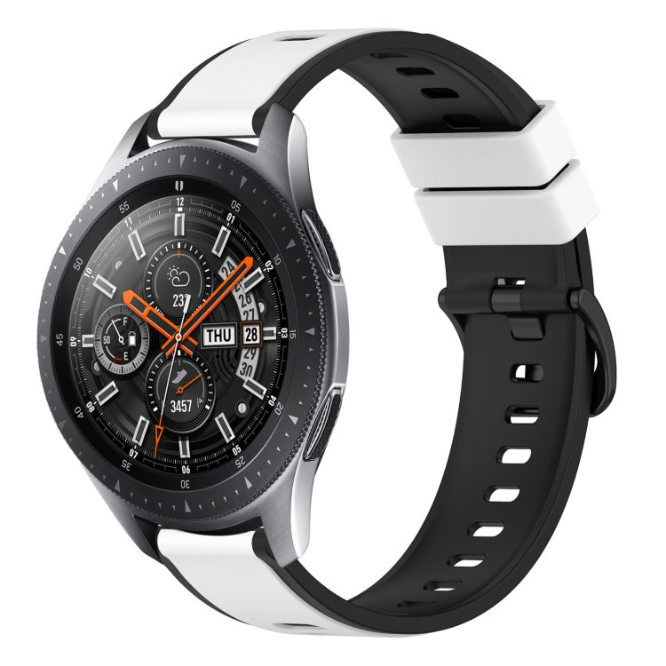 

For Samsung Galaxy Watch 46mm 22mm Two-Color Silicone Watch Band(White+Black)