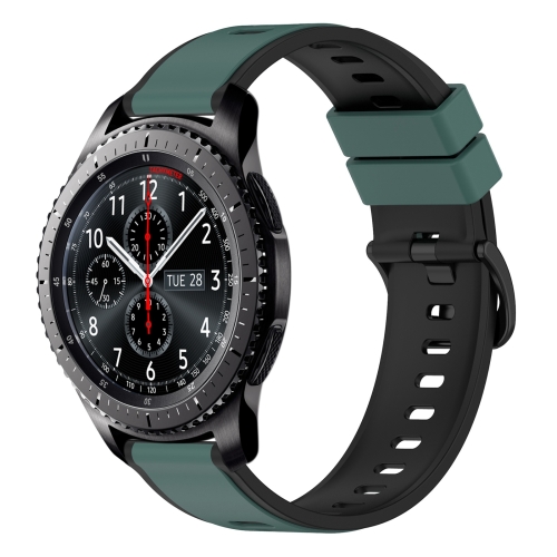 

For Samsung Gear S3 Frontier 22mm Two-Color Silicone Watch Band(Olive Green + Black)