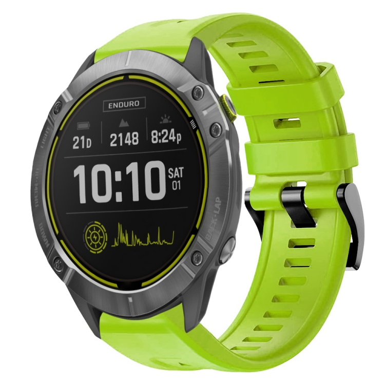 

For Garmin Enduro Metal Buckle Solid Color Silicone Watch Band(Green)