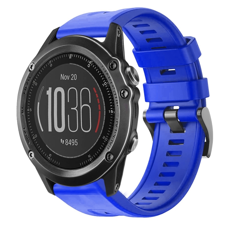 

For Garmin Fenix 3 Metal Buckle Solid Color Silicone Watch Band(Skyblue)