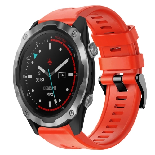 

For Garmin Descent MK 2 Metal Buckle Solid Color Silicone Watch Band(Red)