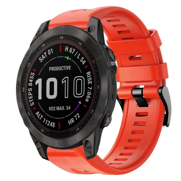 

For Garmin Fenix 7 Metal Buckle Solid Color Silicone Watch Band(Red)