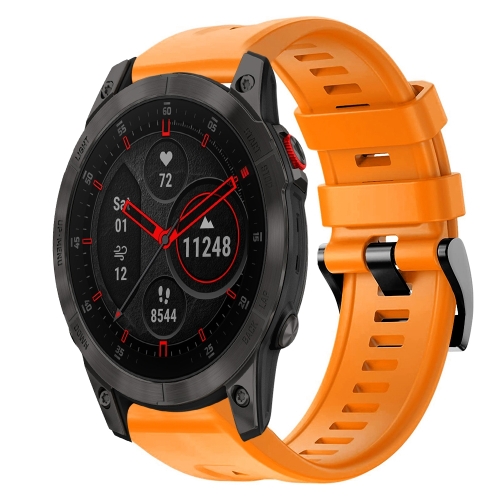 

For Garmin EPIX Gen 2 Metal Buckle Solid Color Silicone Watch Band(Orange)