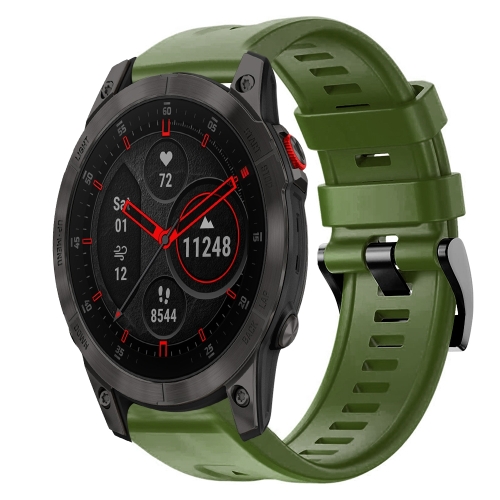 

For Garmin EPIX Gen 2 Metal Buckle Solid Color Silicone Watch Band(Army Green)
