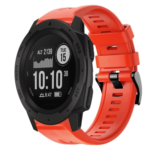 

For Garmin Instinct Metal Buckle Solid Color Silicone Watch Band(Red)