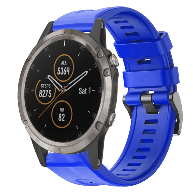 

For Garmin Fenix 5 Metal Buckle Solid Color Silicone Watch Band(Sky Blue)