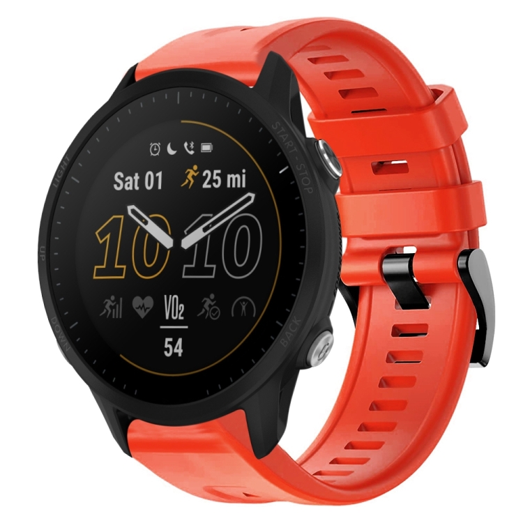

For Garmin Forerunner 955 Metal Buckle Solid Color Silicone Watch Band(Red)