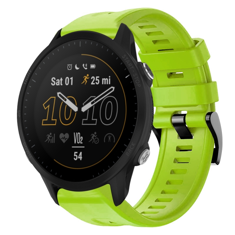 

For Garmin Forerunner 955 Metal Buckle Solid Color Silicone Watch Band(Green)