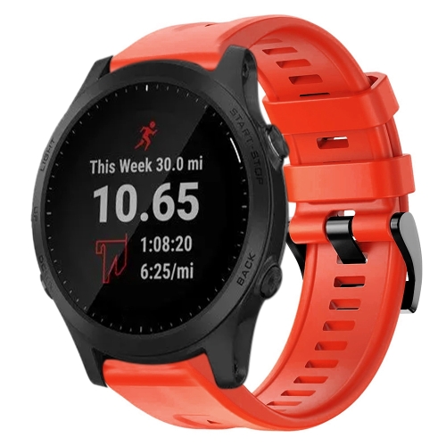 

For Garmin Forerunner 945 Metal Buckle Solid Color Silicone Watch Band(Red)