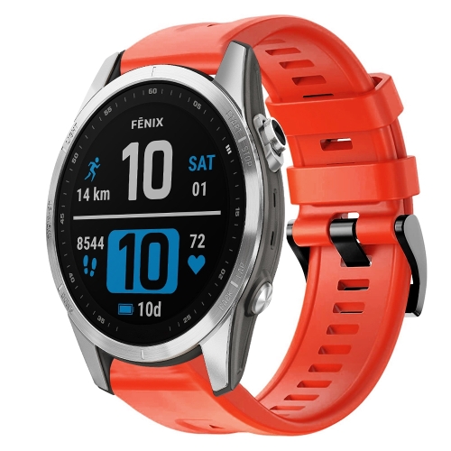 

For Garmin Fenix 7S Metal Buckle Solid Color Silicone Watch Band(Red)