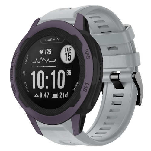 

For Garmin Instinct 2S Metal Buckle Solid Color Silicone Watch Band(Grey)